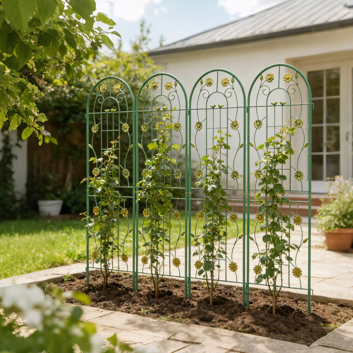 Metal Garden Trellis | Galvanized Steel | Powder Coated | 4 Piece Set