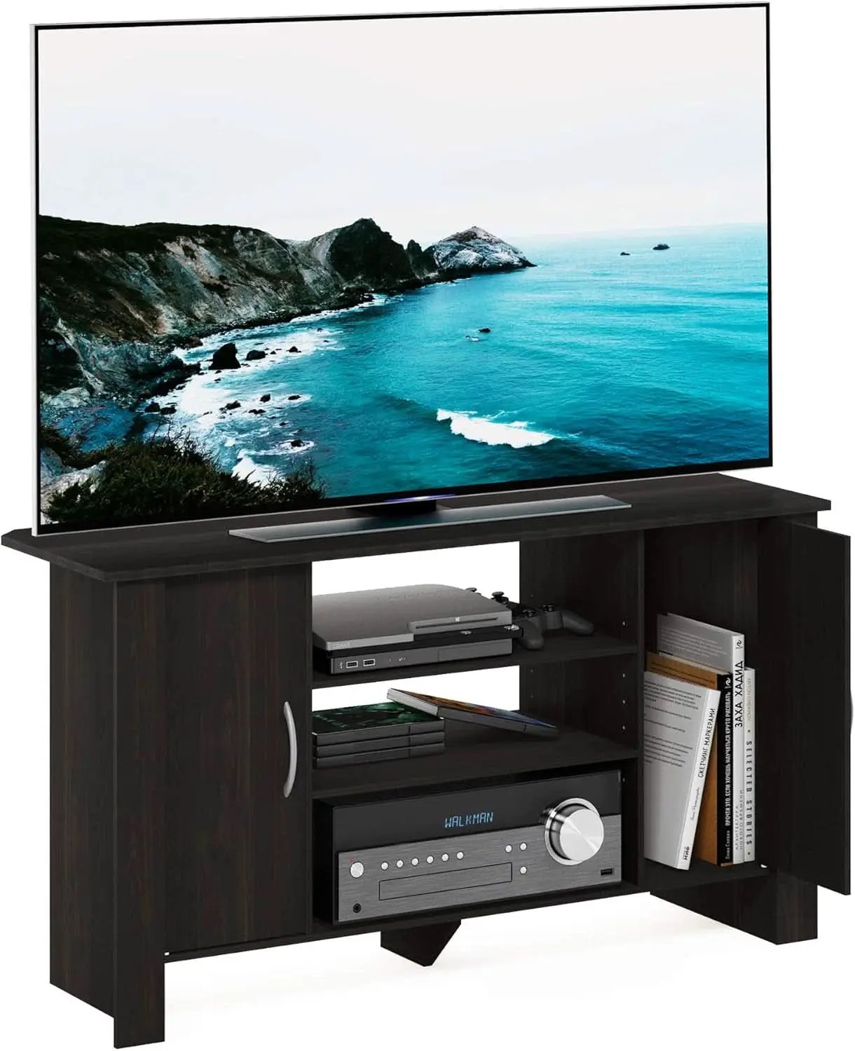 Econ Espresso TV Stand With Concealed Storage And Shelves from PriceLows™