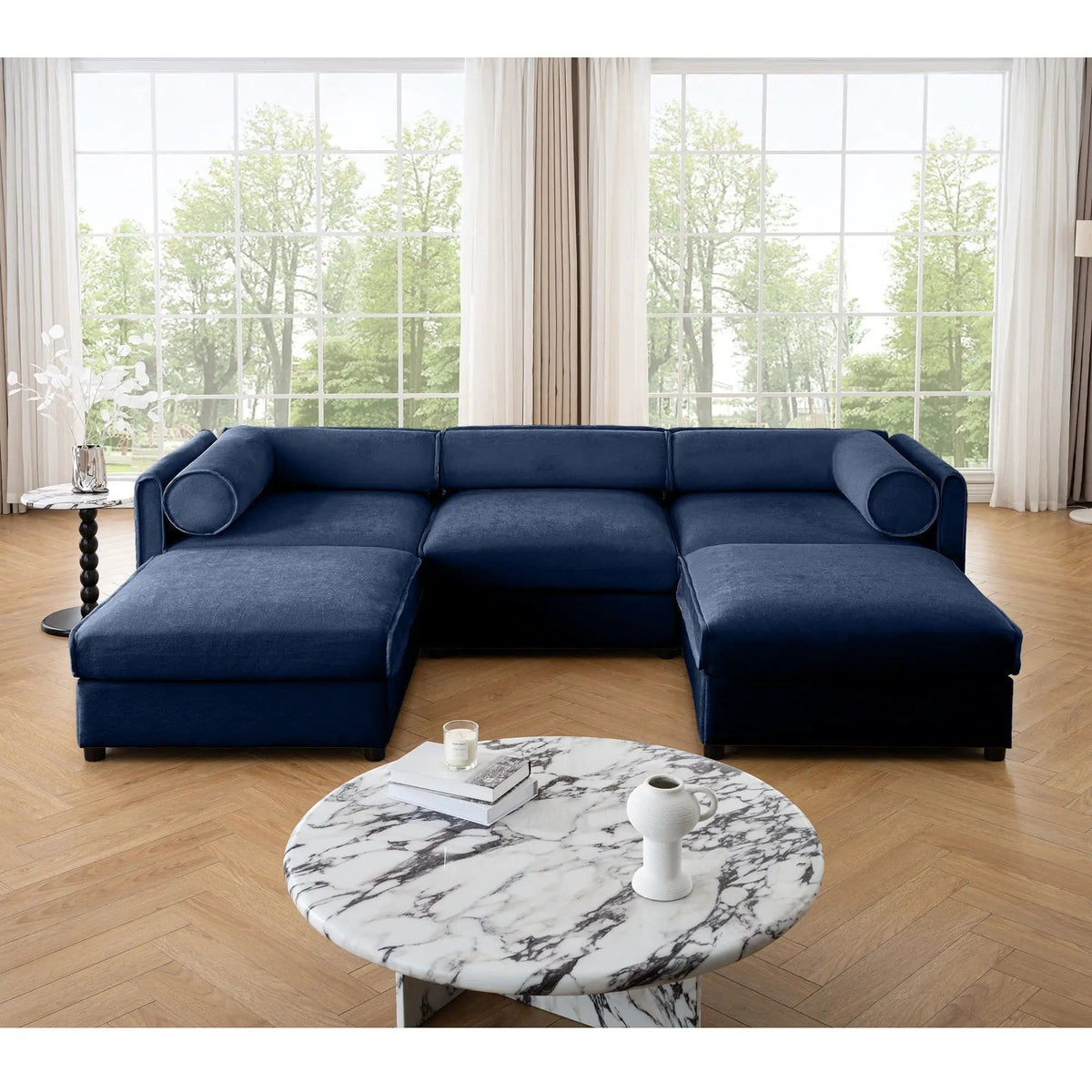 Contemporary Elegant Sofa With Storage And Ottoman 2 Piece Living Room Set | 2 Piece Living Room Set | Living Room Furniture | Living Room