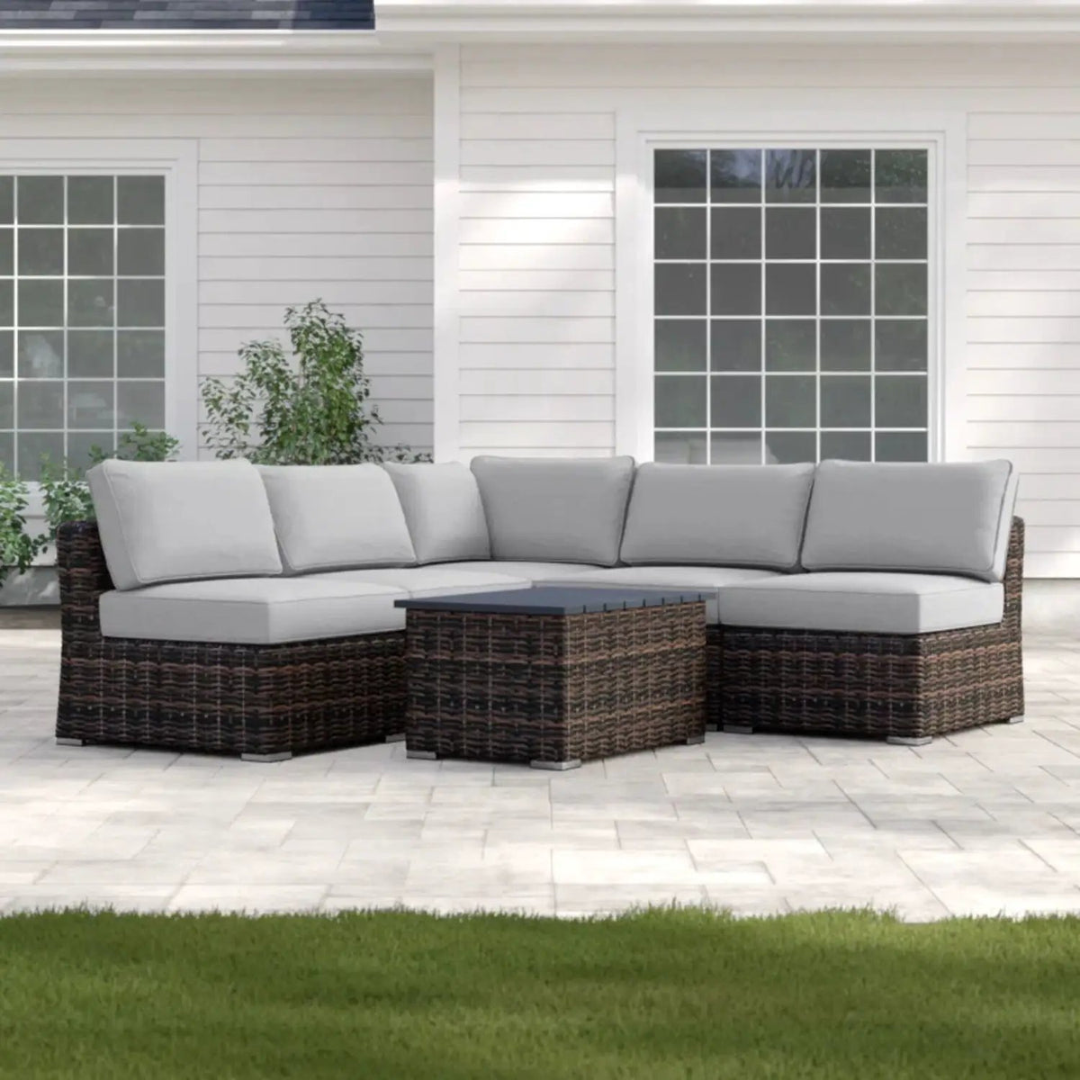 Wicker Sectional Sofa Set | Rustproof Aluminum Frame | Oversized Comfort | Weather-Resistant Wicker
