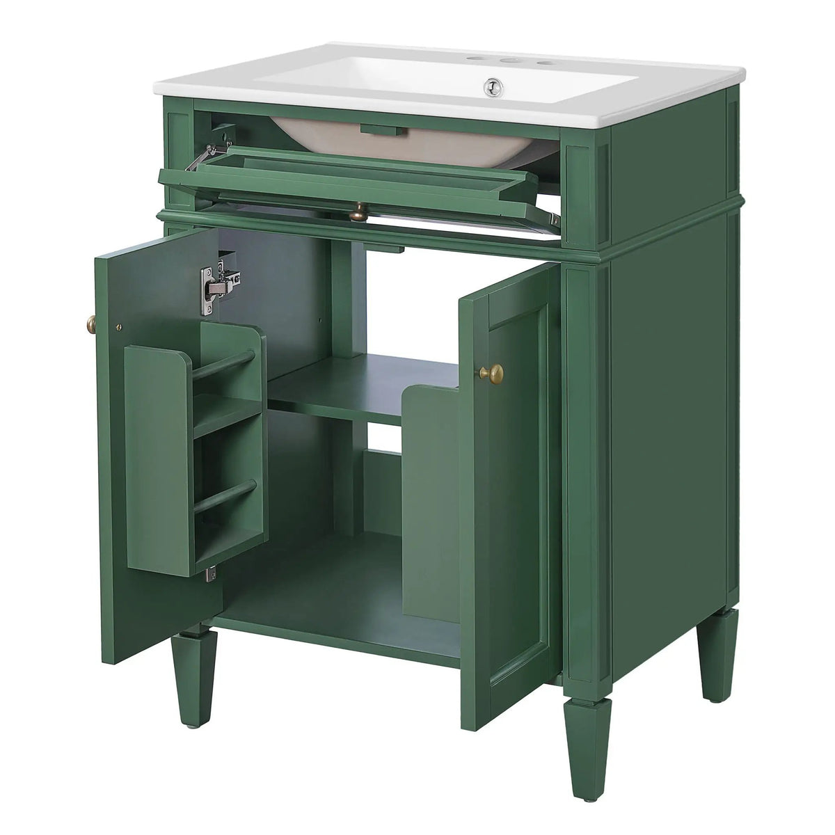 24 Inch Bathroom Vanity | 2 Doors | Tip Out Drawer | Soft Closing Hinges