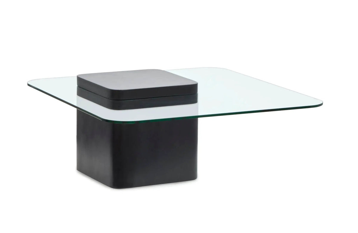 Donora Square End Table | Glass Top | Modern Square Base | Minimalist Design