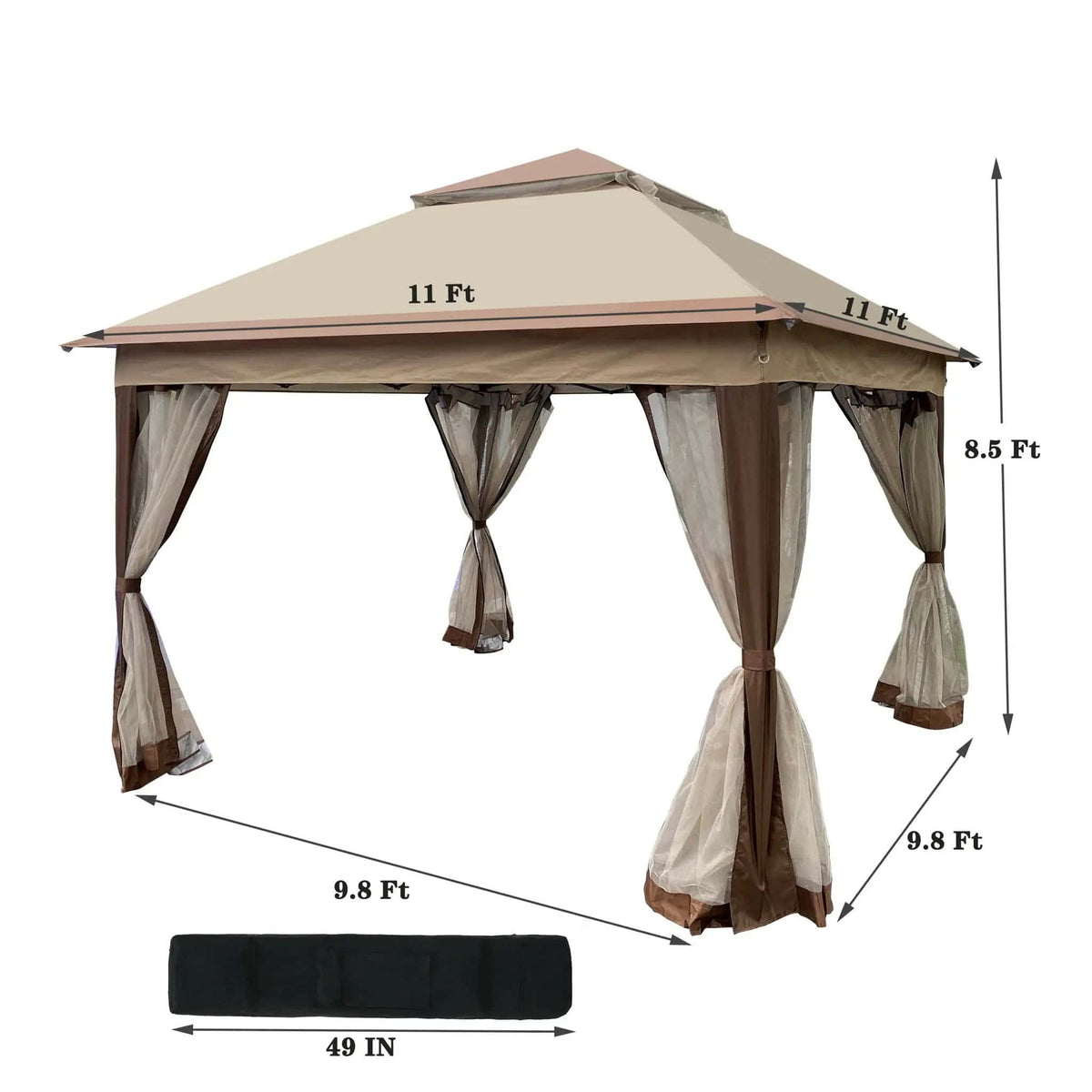 Outdoor Pop Up Gazebo Canopy With 2 Tier Soft Top And Removable Zipper Netting | 2 Pieces | Fabric & Steel | Outdoor Living