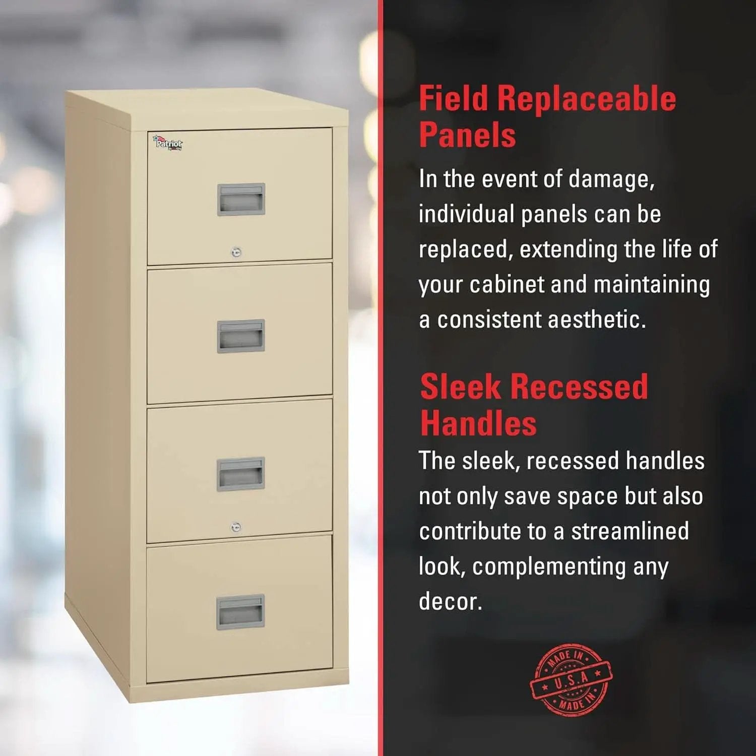 Patriot Vertical 4 Drawer Fire Safe File Cabinet 1 Hour Parchment from PriceLows™
