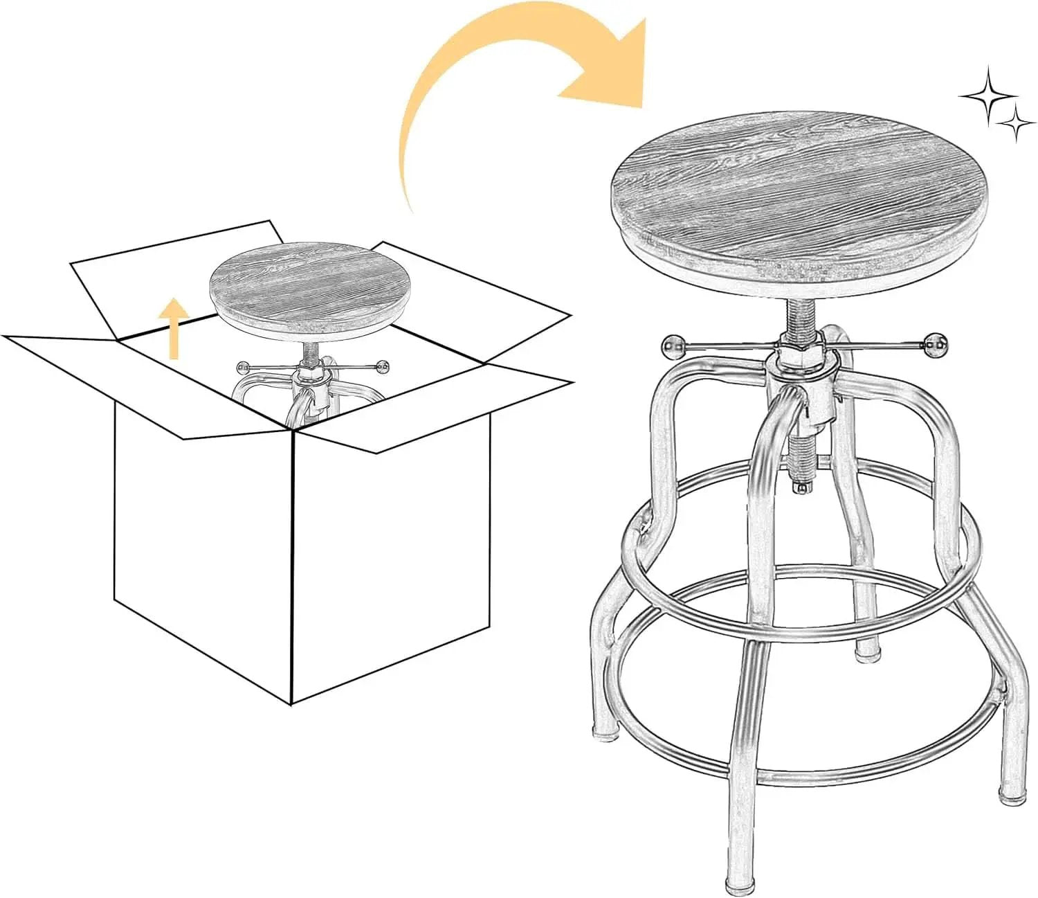Adjustable Brown Bar Stool With Wood Seat Counter Height from PriceLows™