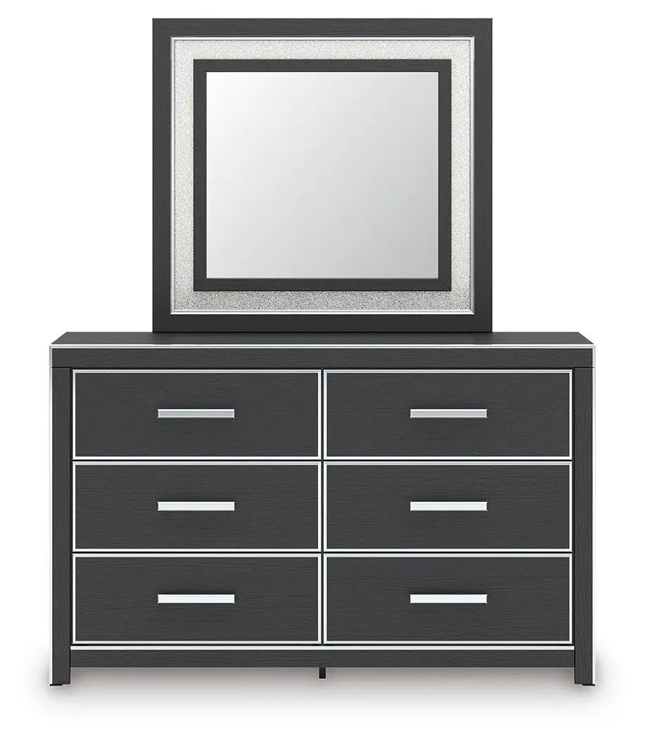 Zuraleus Six Drawer Dresser | Large-Scale Handles | Chrome-Tone Details | Glam Style