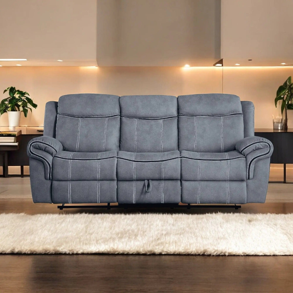 Zubaida Two Tone Recliner Sofa With USB Port Drop Down Table | 2 Pieces | Metal & Wood | Living Room