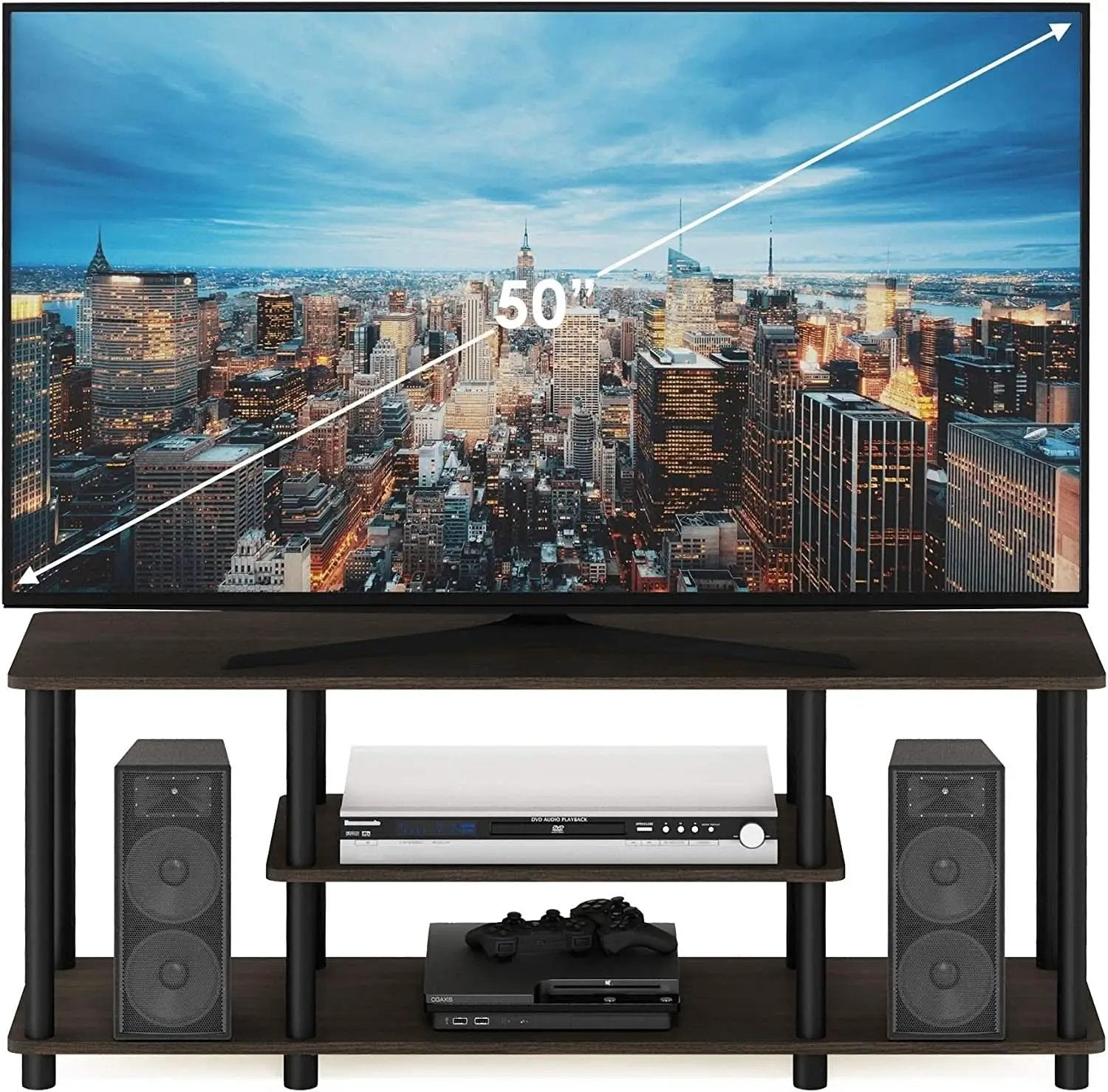 Turn-N-Tube 3-Tier TV Stand For 50-Inch TV No Tools Assembly from PriceLows™