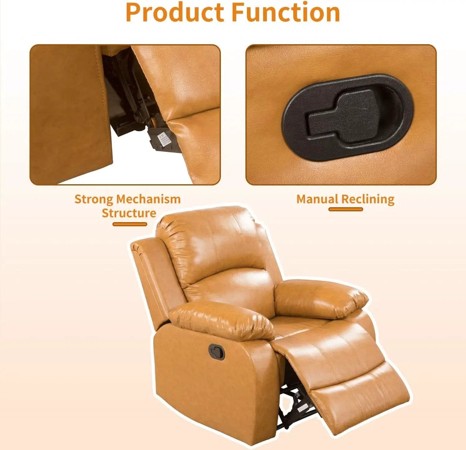 Leather Manual Recliner Sofa Set Ginger 3Piece Living Room from PriceLows™