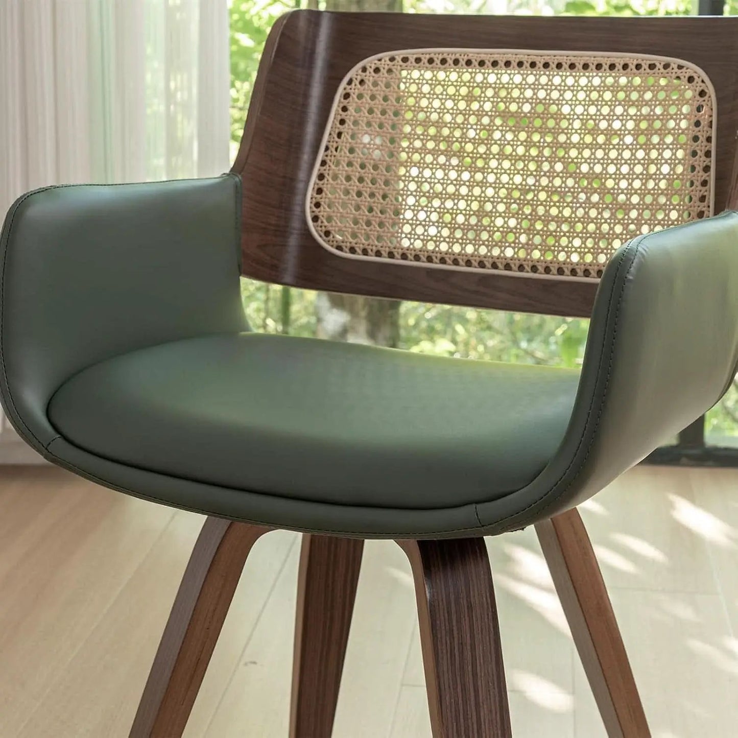 Ergonomic Walnut Swivel Dining Chairs With Armrests from PriceLows™
