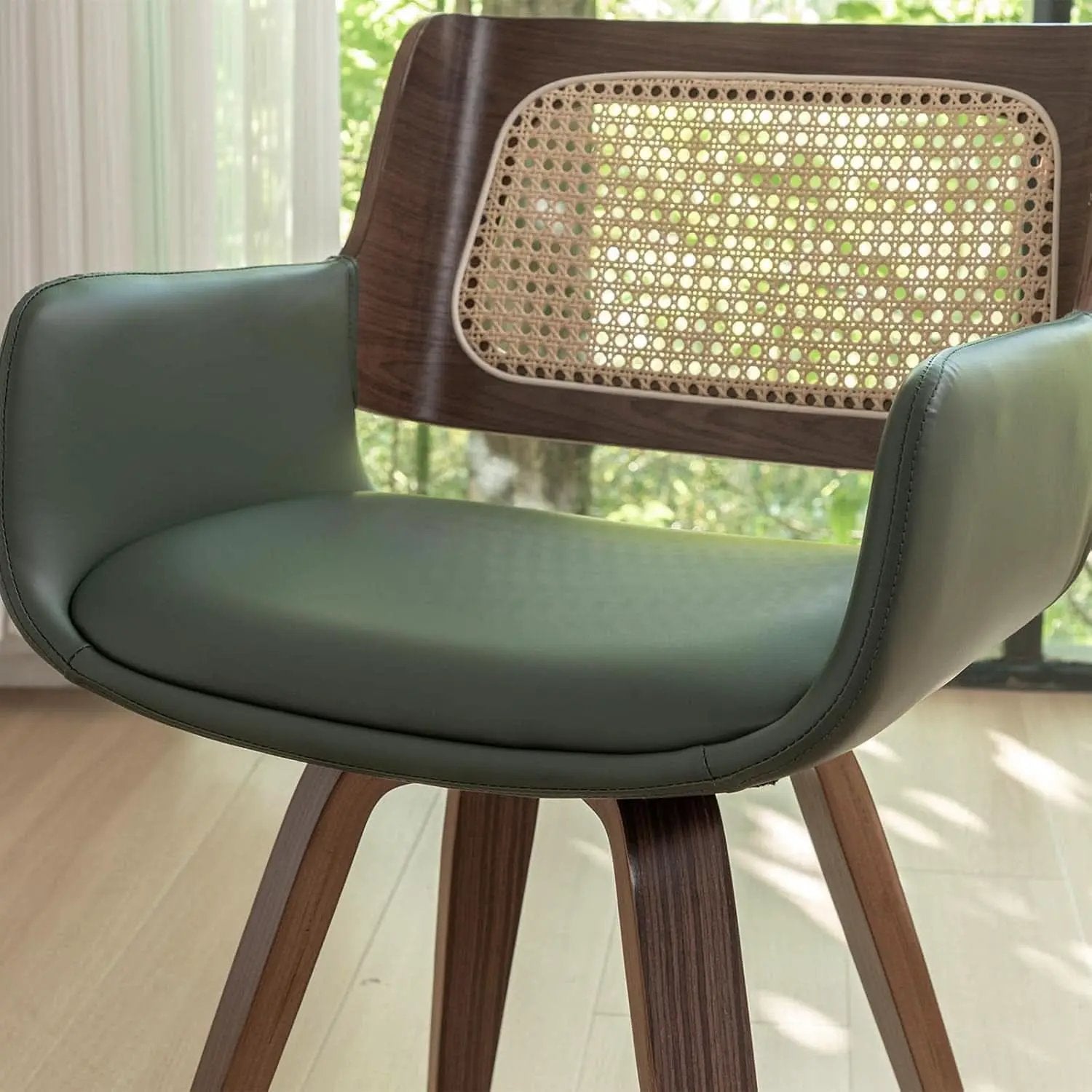 Ergonomic Walnut Swivel Dining Chairs With Armrests from PriceLows™