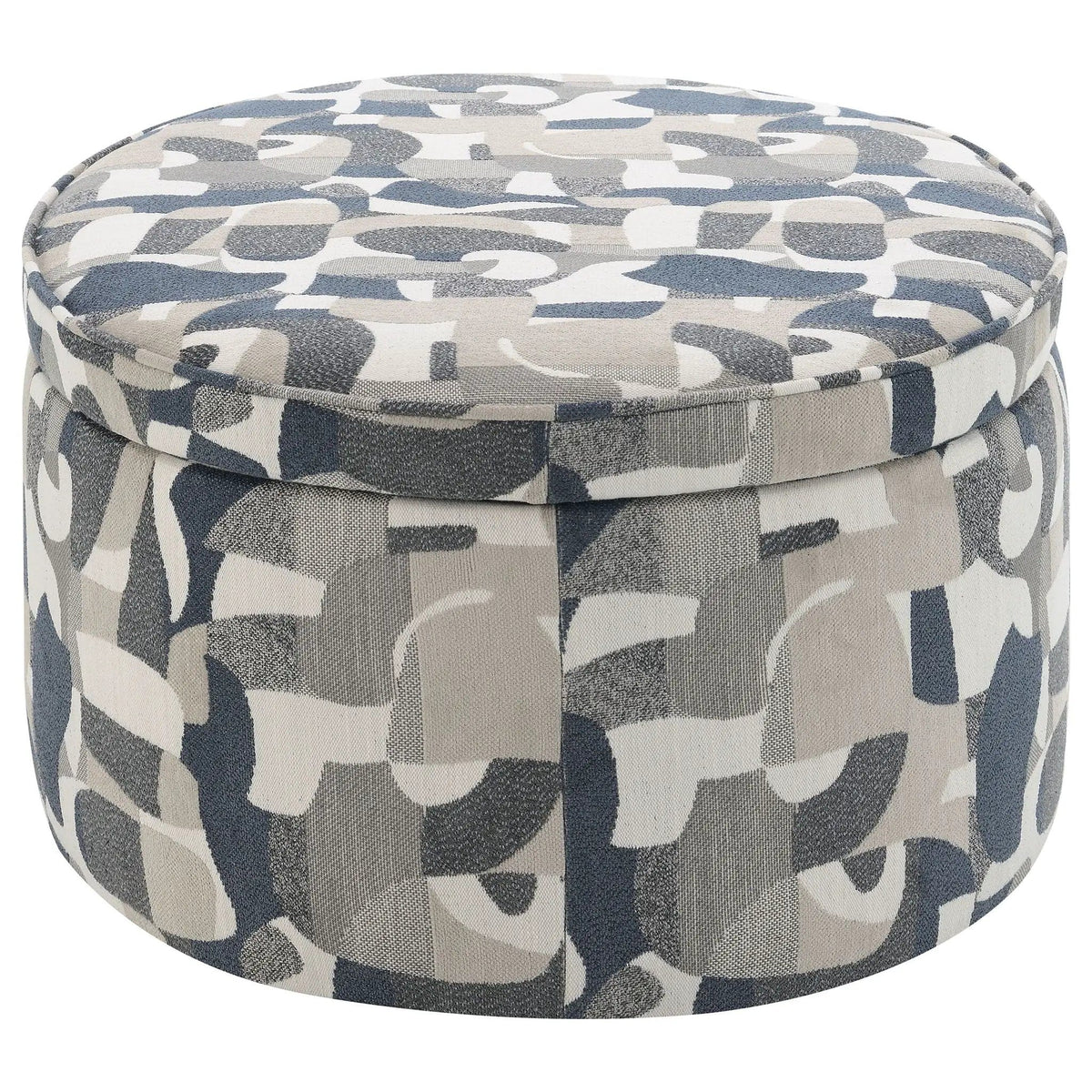Tomkins Oval Upholstered Storage Ottoman Indigo | 39.25 x 27.5 x 16.5 in | Living Room Furniture | Blue