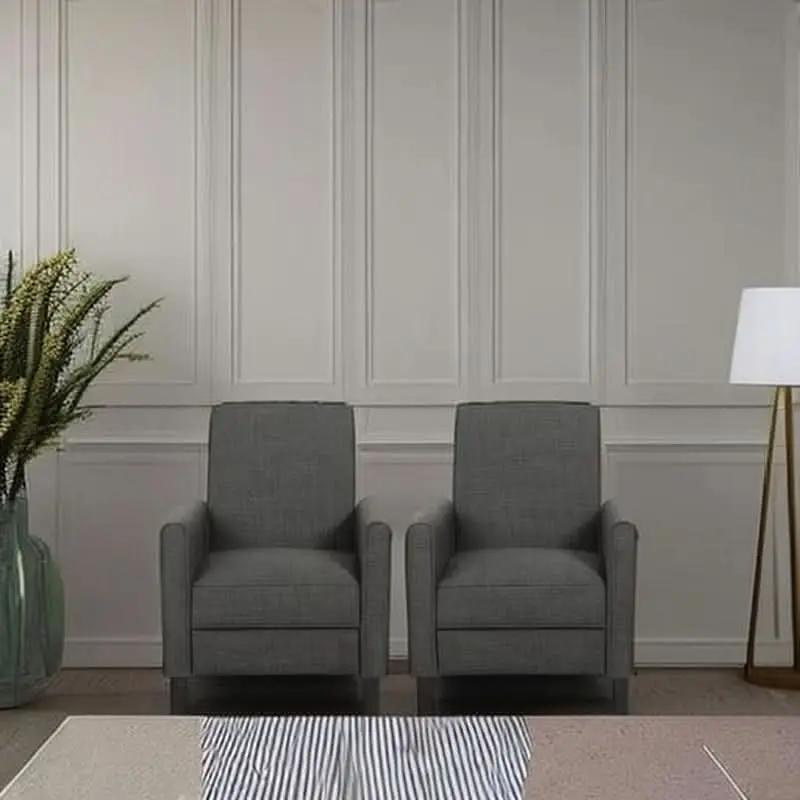Emmie Fabric Recliner Set Of 2 Moss Gray Recliners from PriceLows™