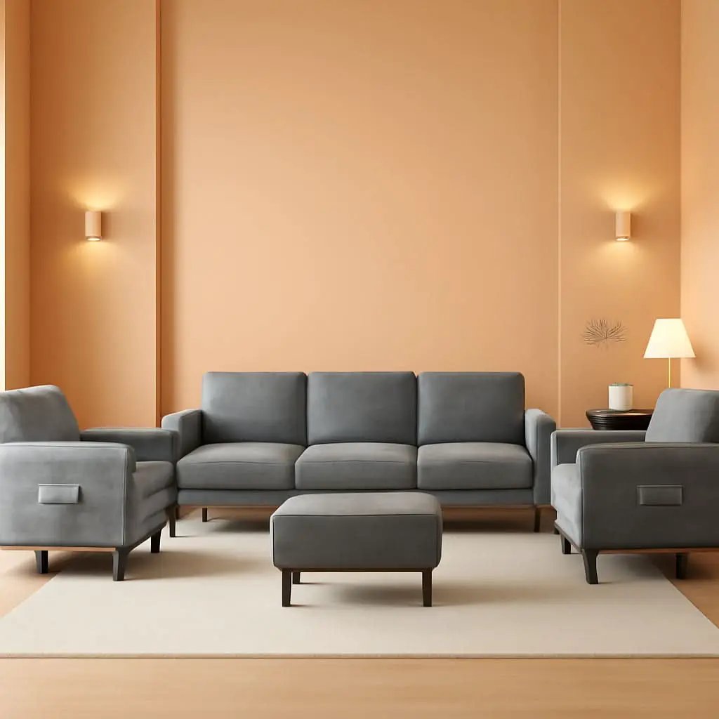 6 Seater Linen Fabric Sectional Sofa With Movable Storage Ottoman Light Grey from PriceLows™