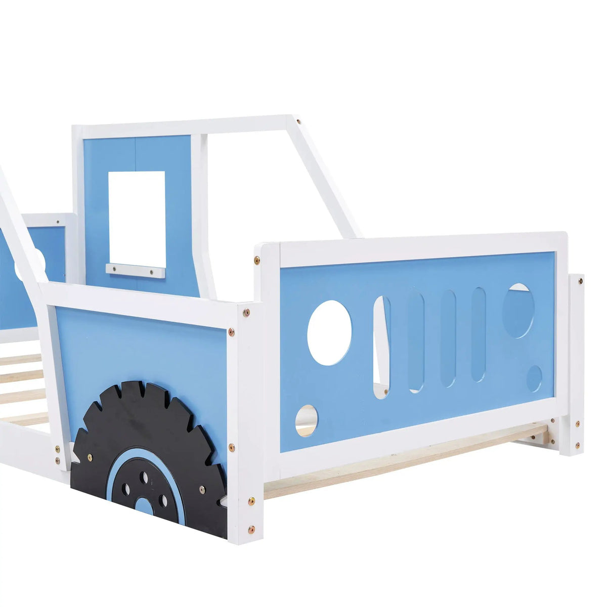 Car Shaped Platform Bed | Solid Pine Wood | Decorative Wheels