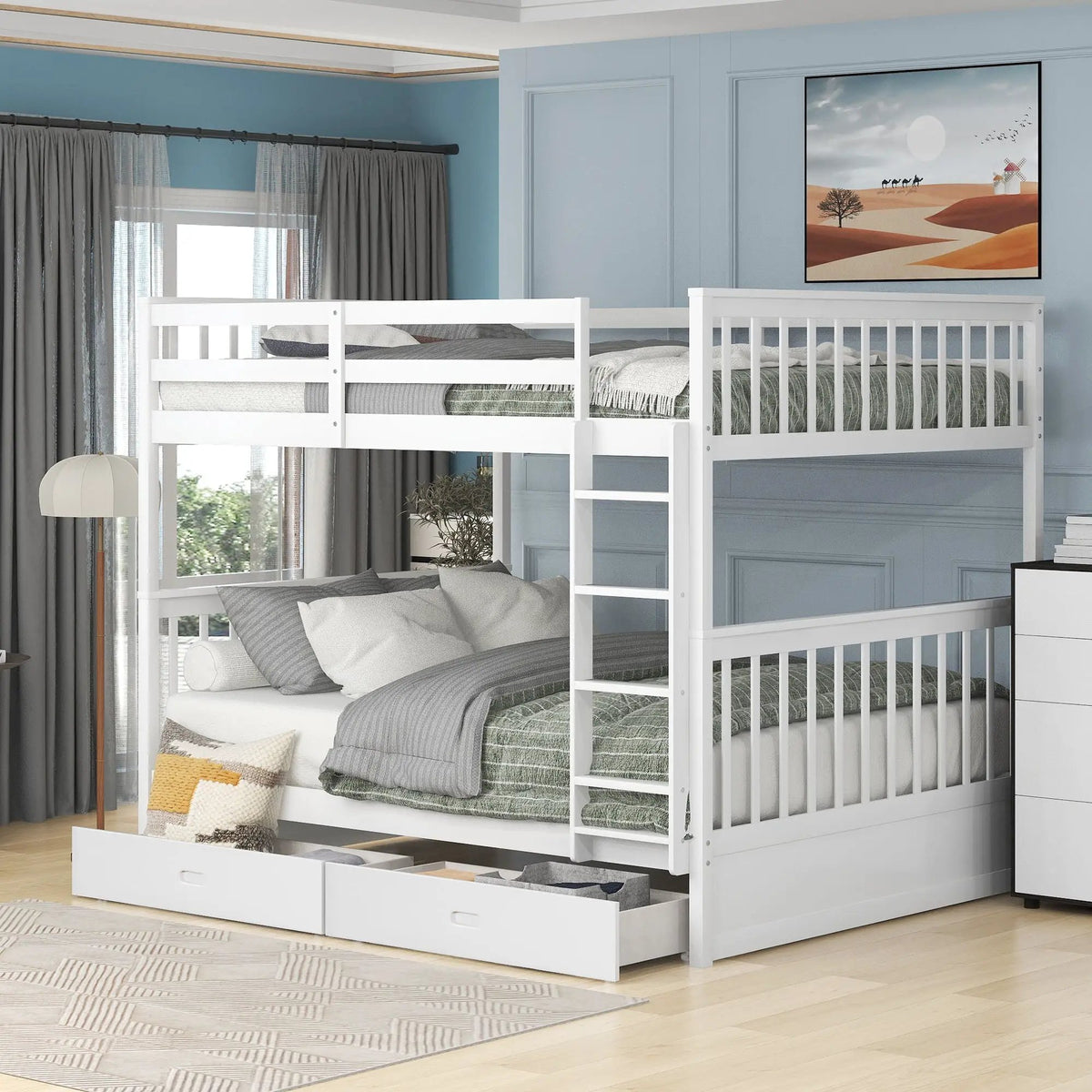 Bunk Bed With Ladders | 2 Storage Drawers | Space-Saving Design | Sleepover Ready