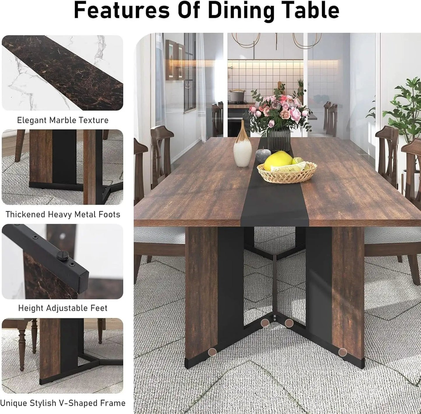 71In Large Rectangular Dining Table With Brown Tabletop from PriceLows™