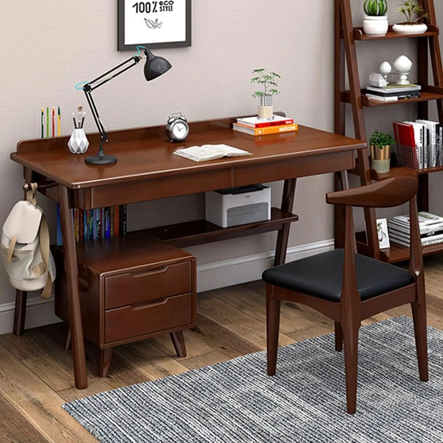 Solid Wood Writing Desk 47 In Walnut Enterprise Edition from PriceLows™