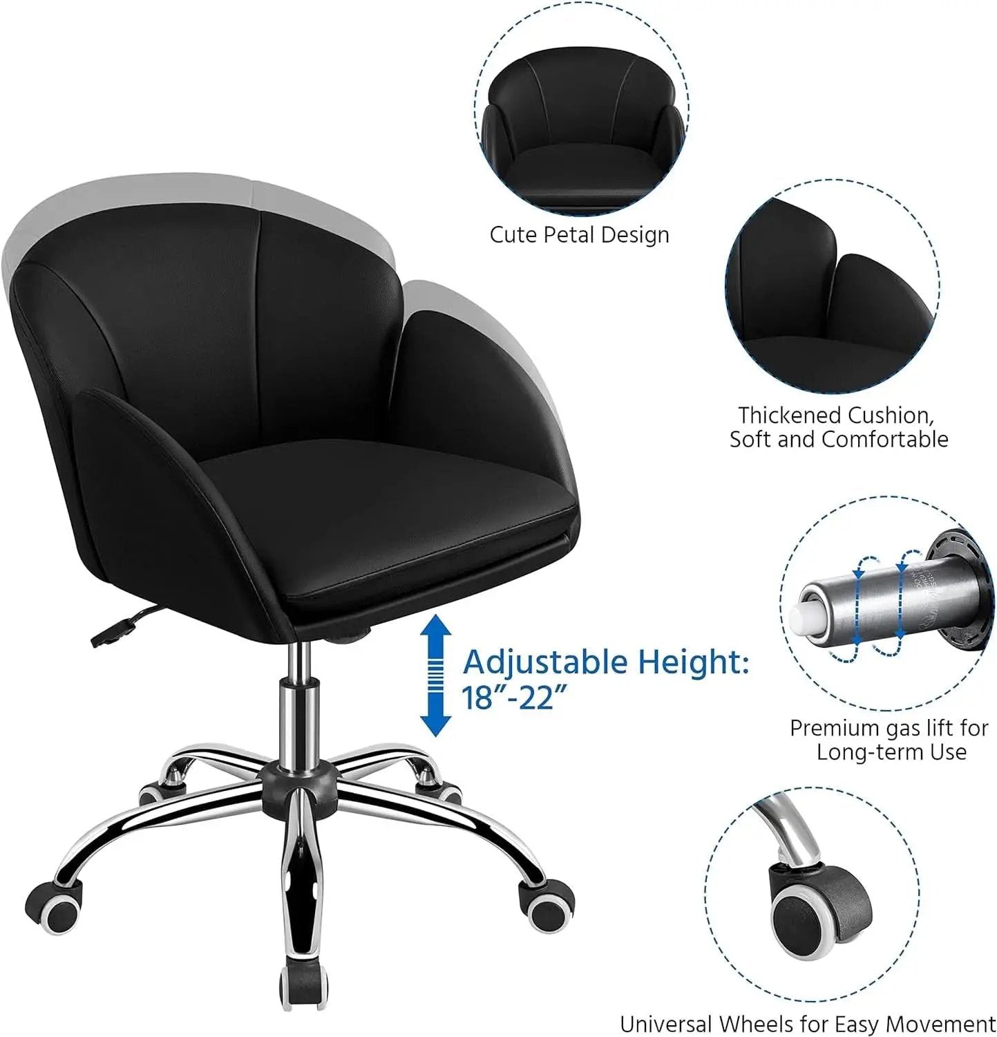 Black Velvet Upholstered Swivel Desk Chair For Office from PriceLows™