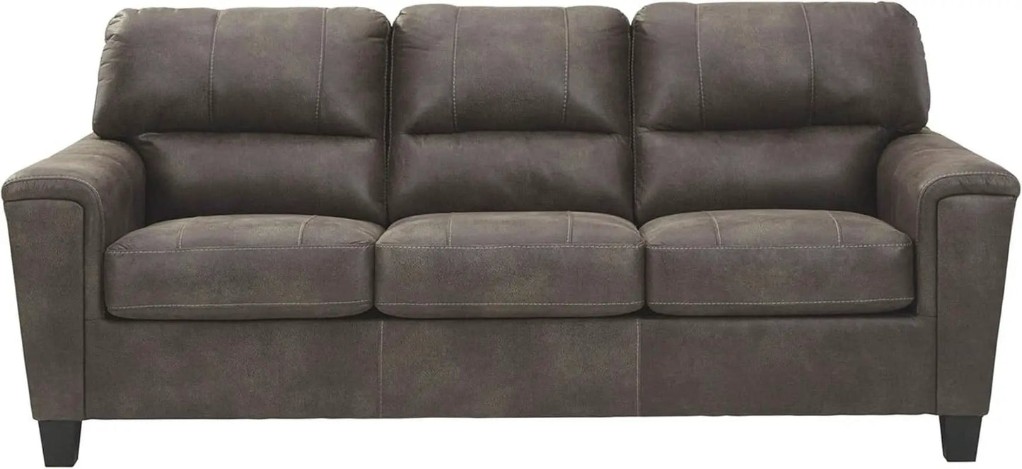 Queen Faux Leather Contemporary Sleeper Couch Gray from PriceLows™