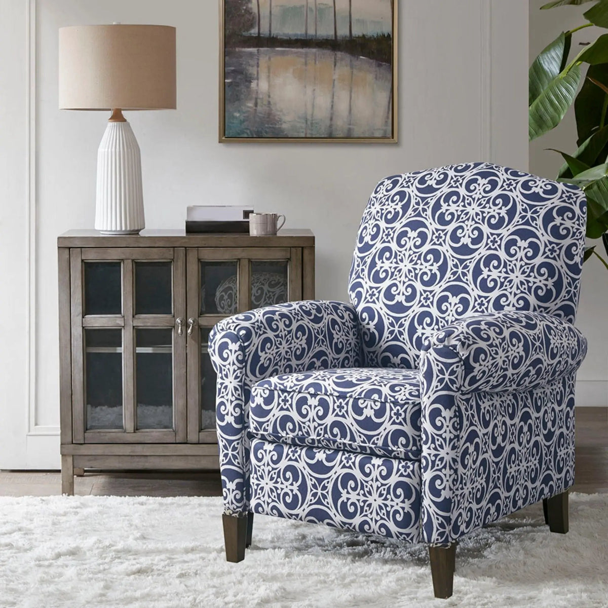 Kirby Transitional Push Back Recliner Chair | 300 Lb Capacity | High-Density Foam | No Tools Assembly