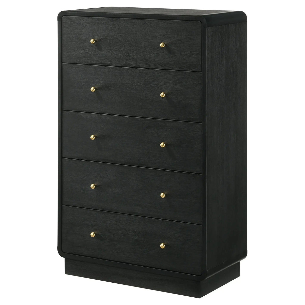 Cavelle 5-drawer Chest of Drawers | 31.5 x 16.75 x 50.75 in | Brass | Black