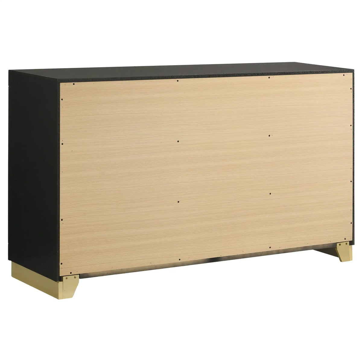 Caraway 6-drawer Dresser | 59 x 17.25 x 34.75 in | Rubberwood & Engineered Wood | Black