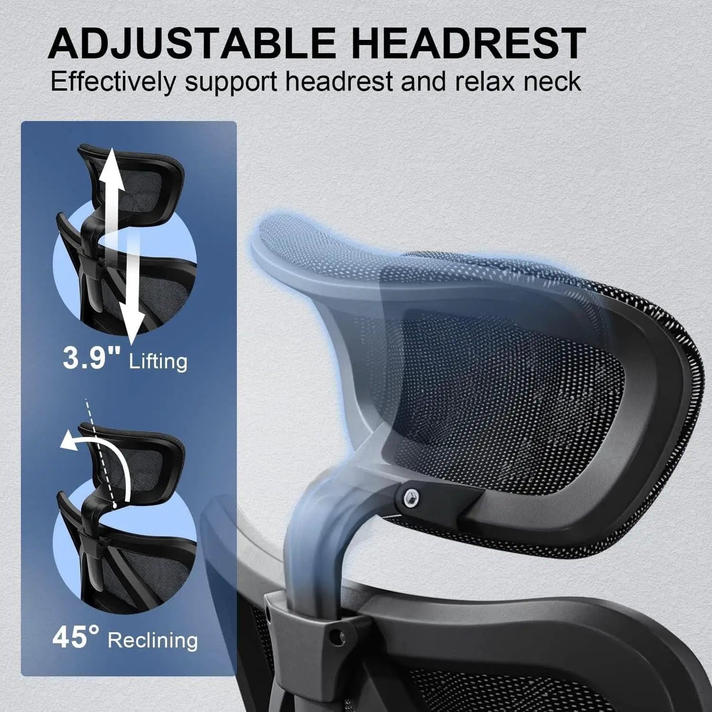 Grey Ergonomic Office Chair With Adjustable Headrest from PriceLows™