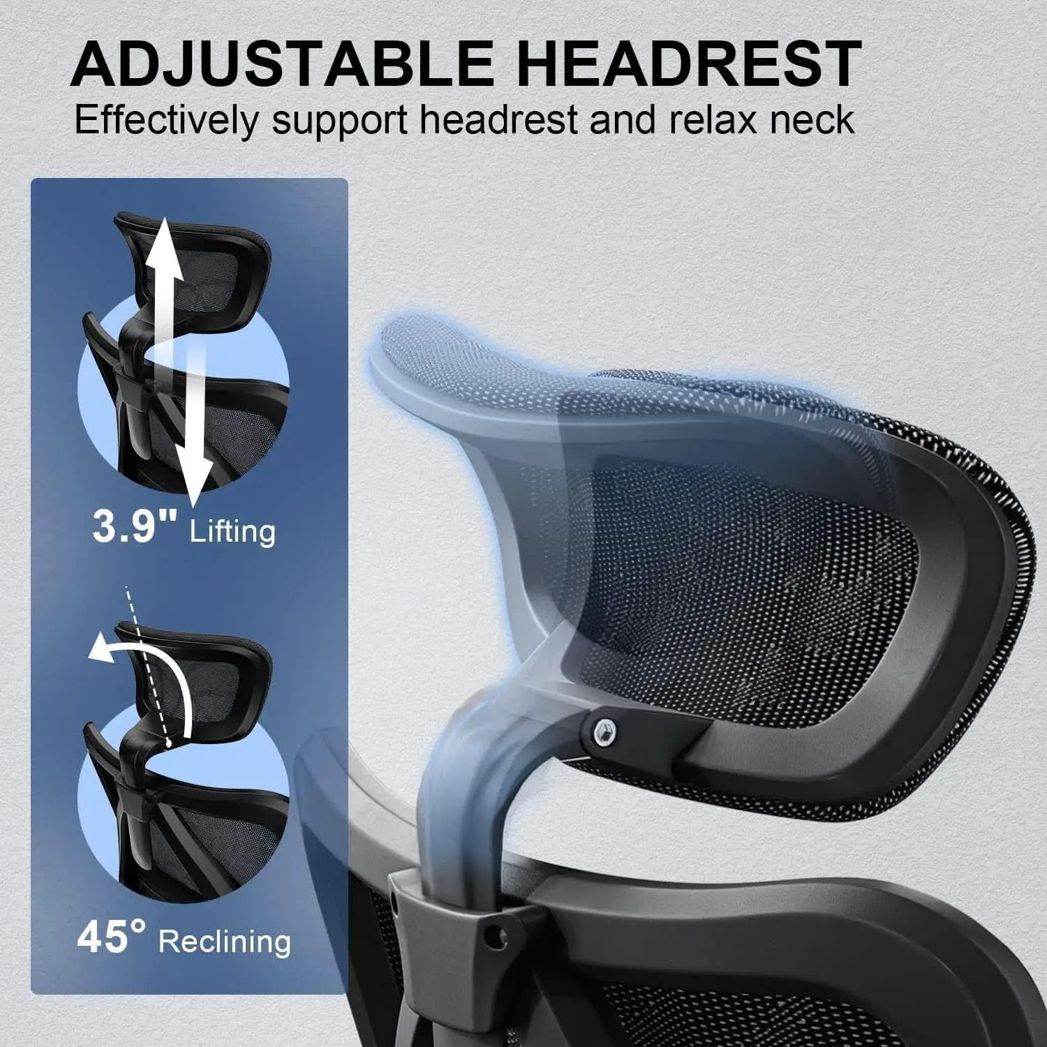 Grey Ergonomic Office Chair With Adjustable Headrest from PriceLows™