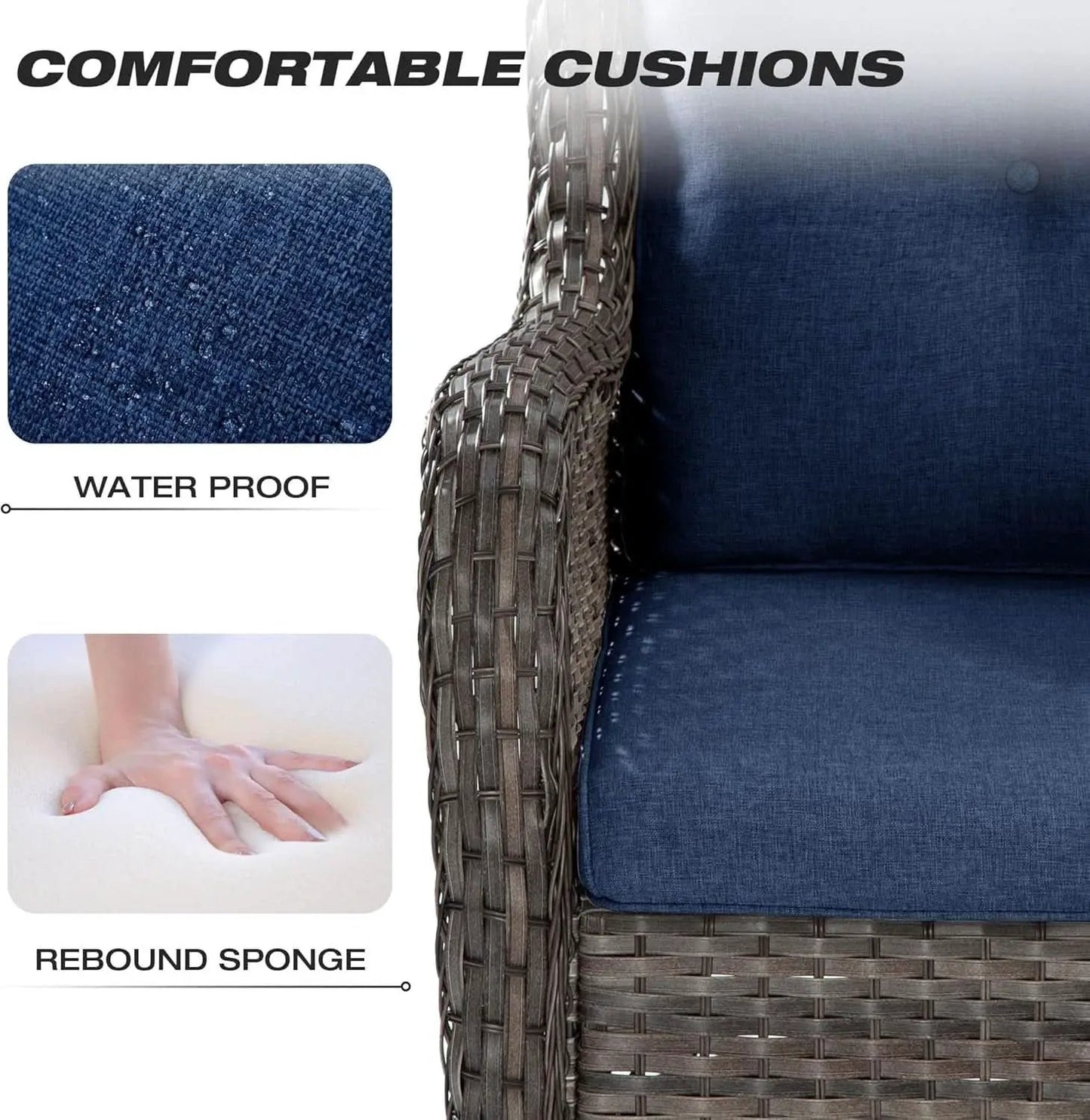 5-Piece Wicker Patio Furniture Set with Cushions from PriceLows™