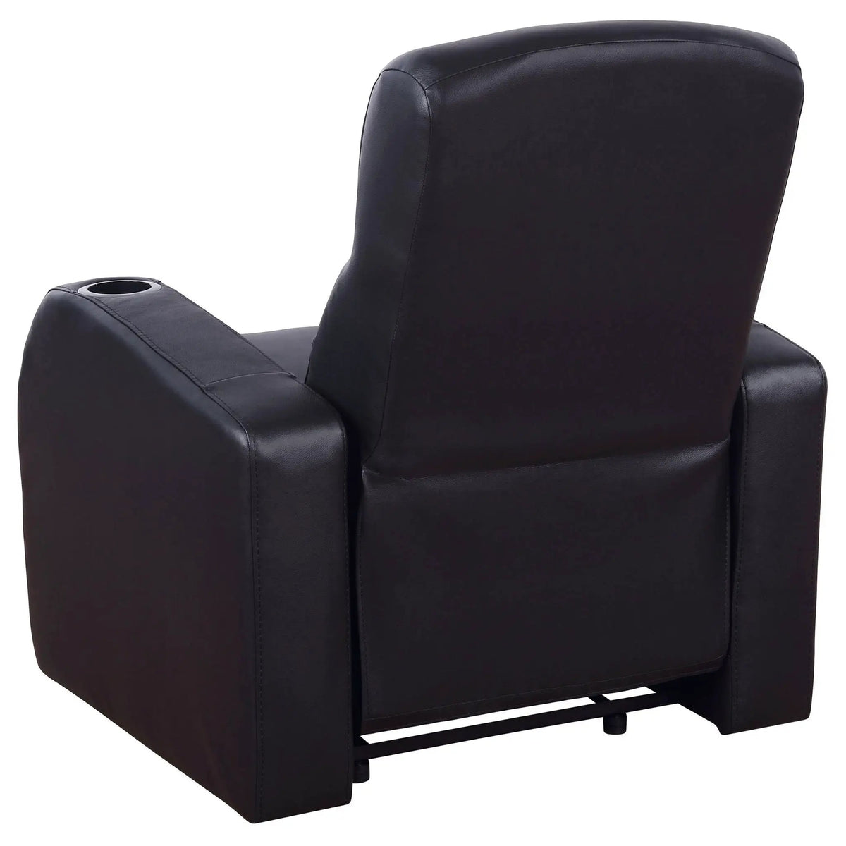 Upholstered Recliner | Cup Holder Armrests | High Back Cushion | Black