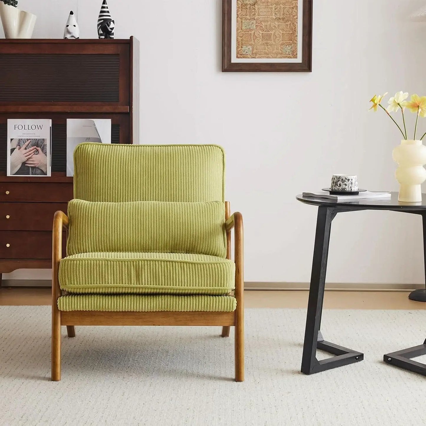 Nightshade Green Armchair With Lumbar Pillow Home Office from PriceLows™