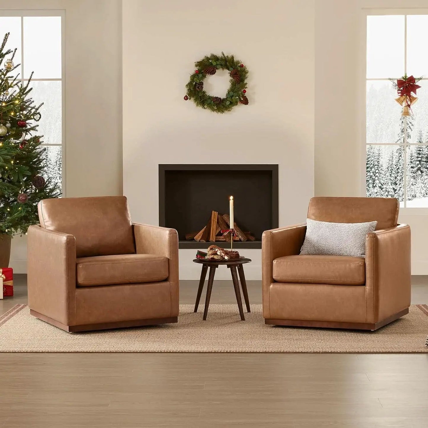 Genuine Leather Swivel Accent Chair Fully Assembled from PriceLows™