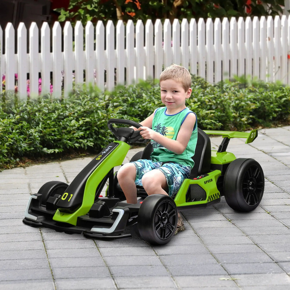 Aosom Electric Go Kart for Kids | 24V Dual Drive | 7.5 MPH | Green