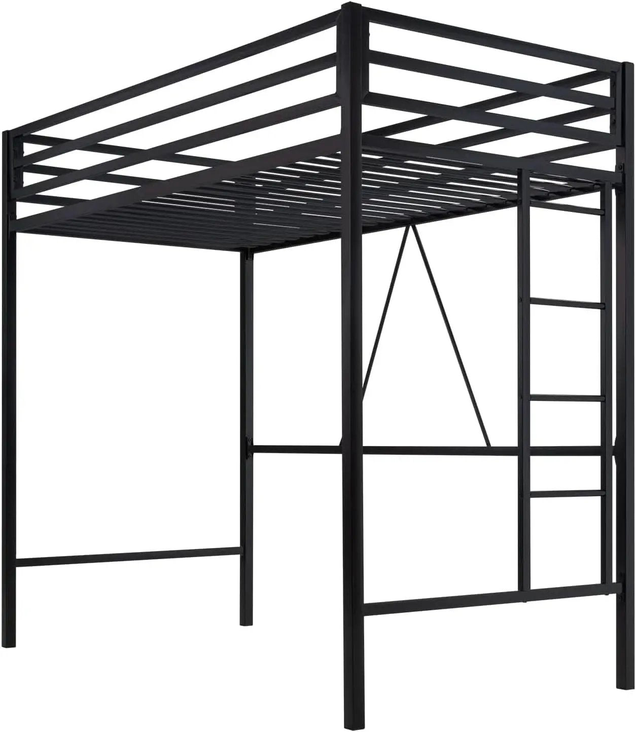 Loft Bed Twin Size Black With Ladder And Guardrail from PriceLows™