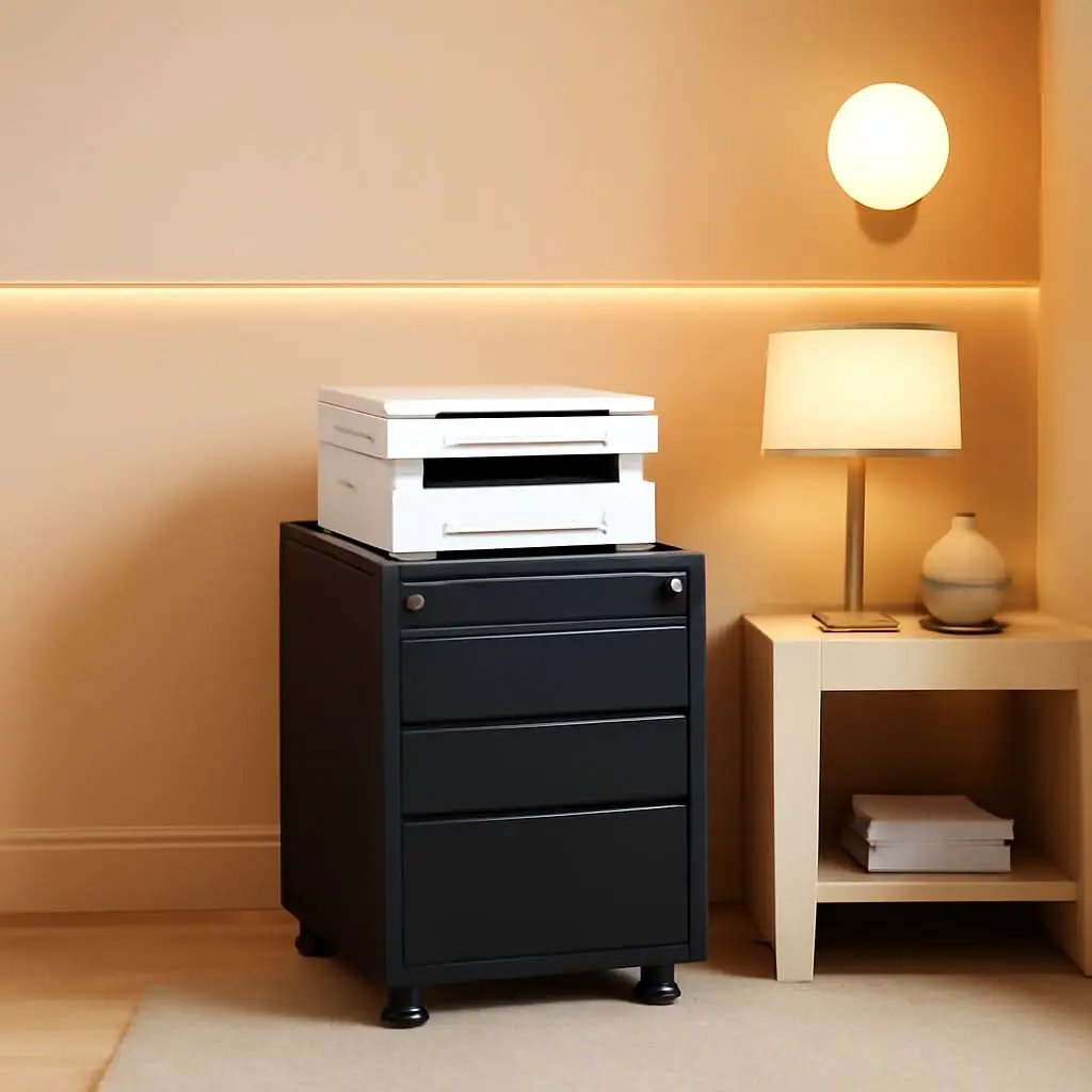 Compact Black Mobile Filing Cabinet Lockable With Drawers from PriceLows™