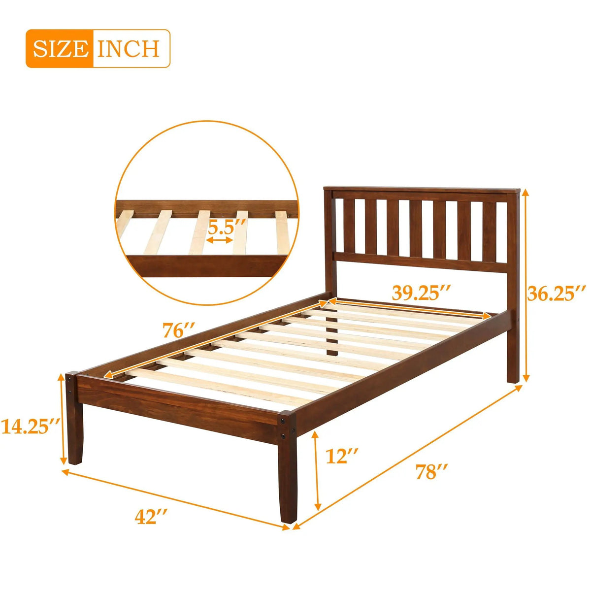 Platform Bed | Solid Wood | Headboard And Footboard | Slat Support