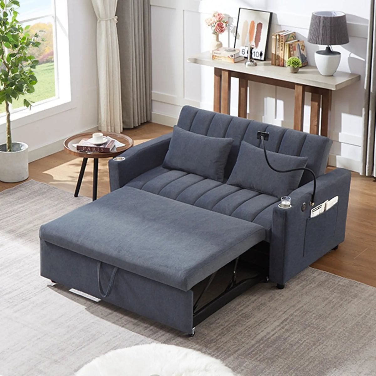 Convertible Sofa Bed | Adjustable Backrest | USB Charging Ports