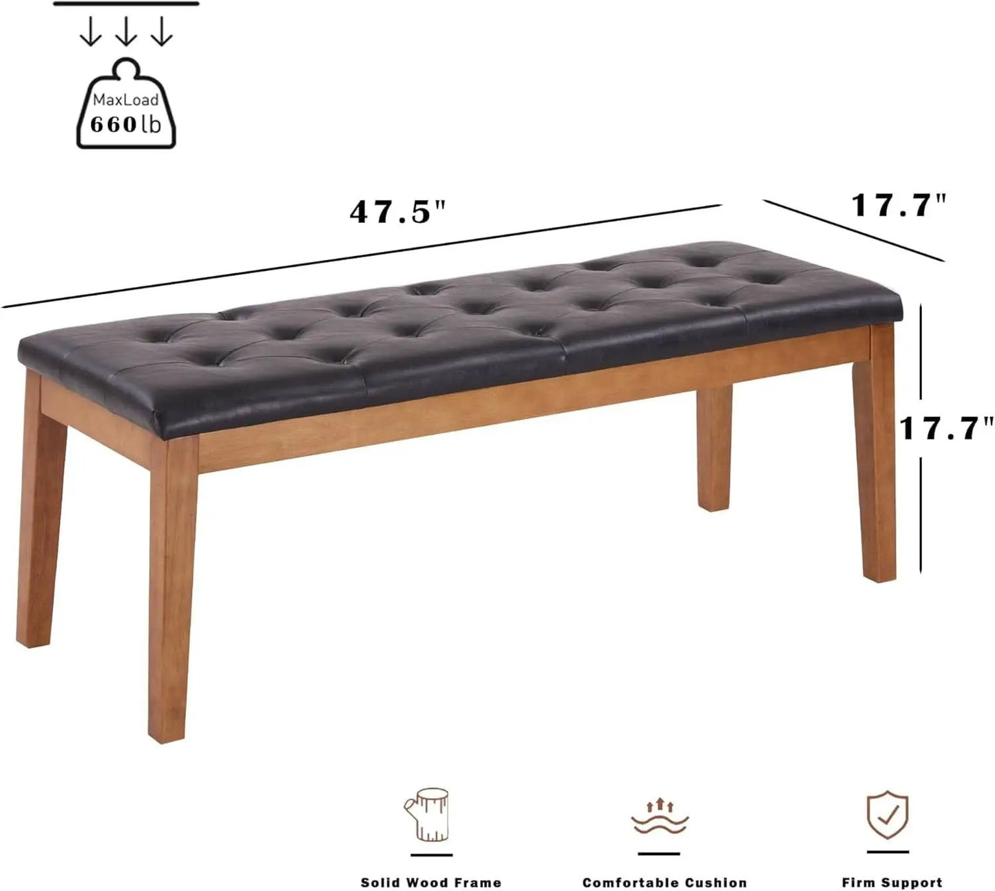 Oversized Brown Faux Leather Upholstered Ottoman Bench from PriceLows™