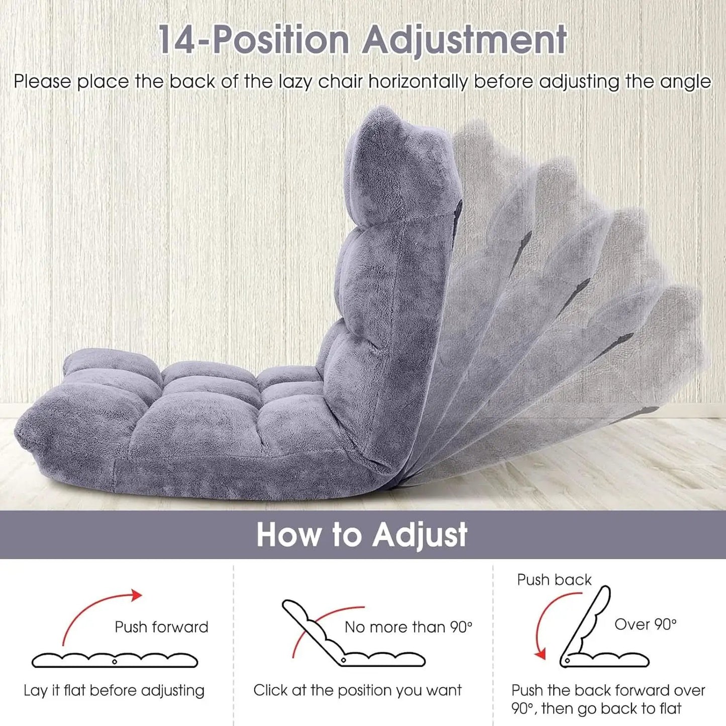 Grey Floor Chair With Back Support 14 Position Adjustable from PriceLows™