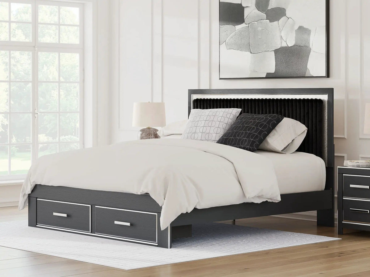 Zuraleus Upholstered Panel Platform Storage Bed | 4 Pieces | Bedroom Furniture | Bedroom