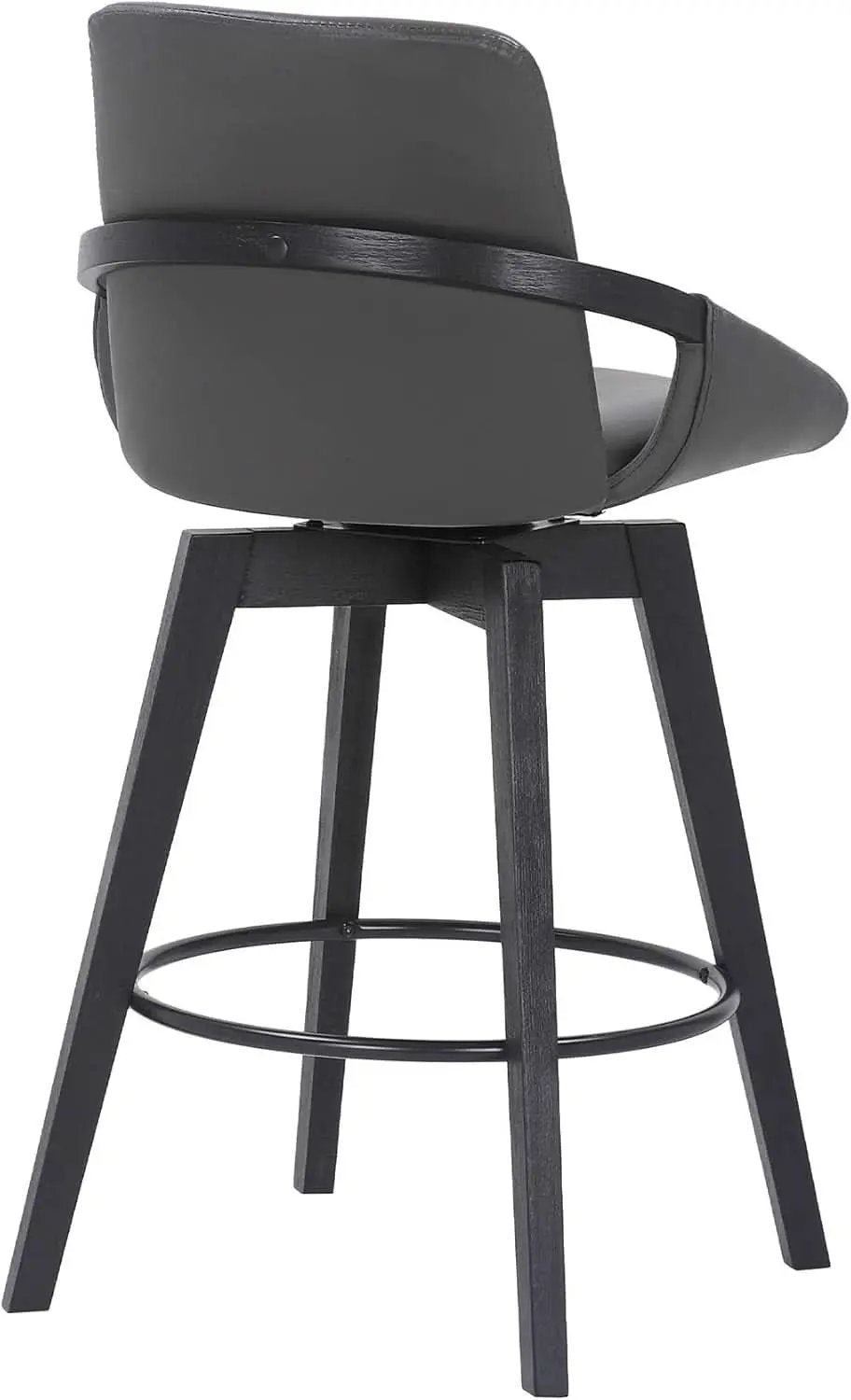 Mid Century Swivel Bar Stool Gray Faux Leather 26 Inch Seat from PriceLows™