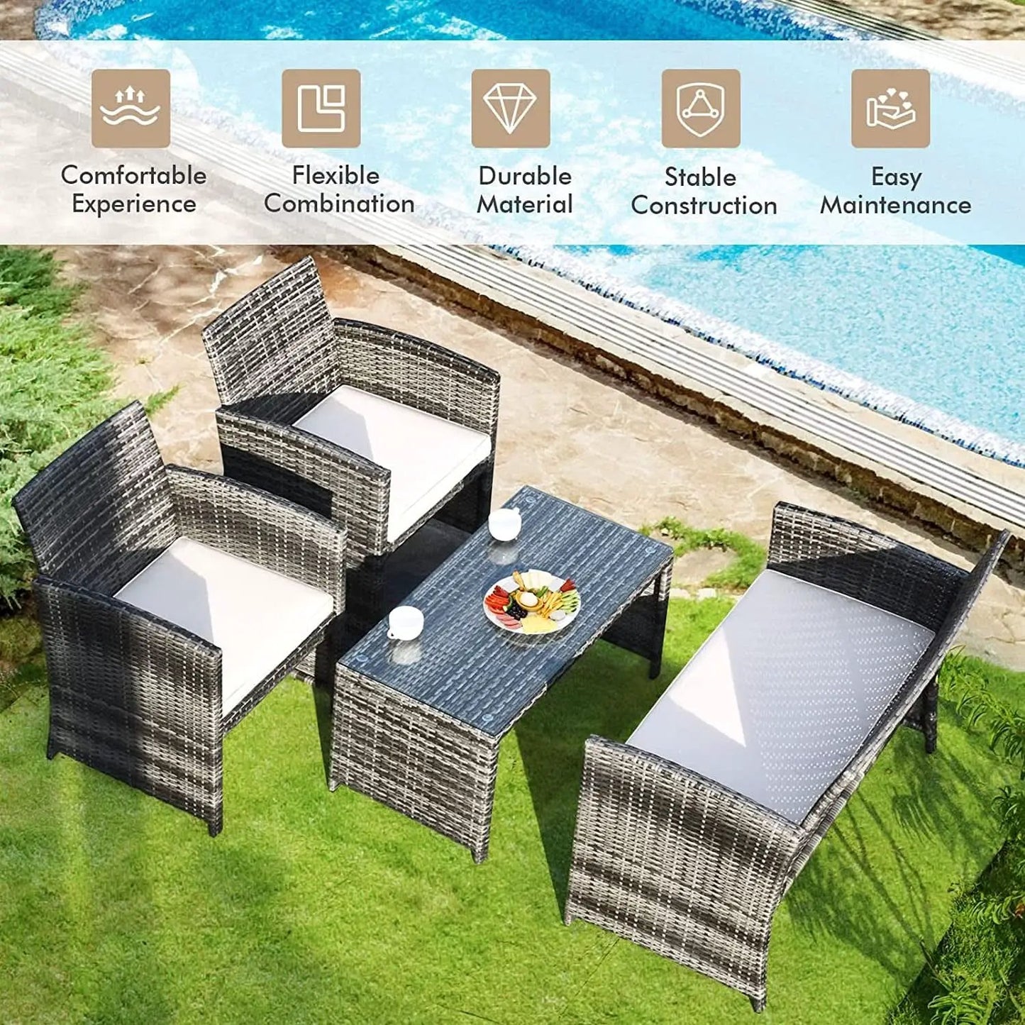 Weather Resistant Rattan Patio Furniture Set for Outdoors from PriceLows™