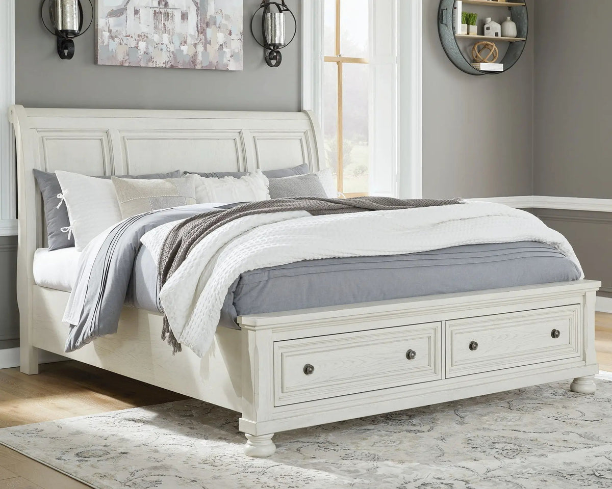 Robbinsdale Sleigh Storage Bed | Elegant Timeless Design | Bedroom Foundation | 85.25 Inch Length