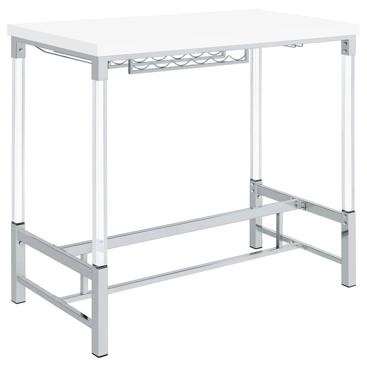 Norcrest 47-inch Acrylic Leg Bar Table White High Gloss | 47.25 x 22.5 x 42.25 in | Acrylic | Home