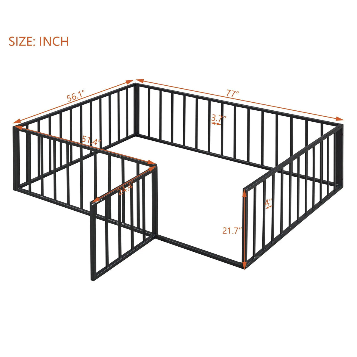 Metal Floor Bed Frame | Raised Fence Gate | Low Platform Design
