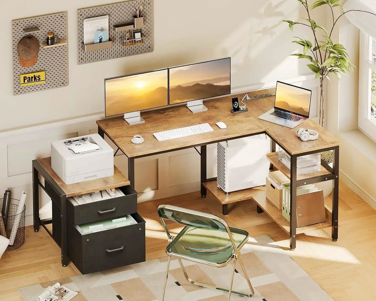 L Shaped Desk With Drawers Industrial Grade Cabinet from PriceLows™