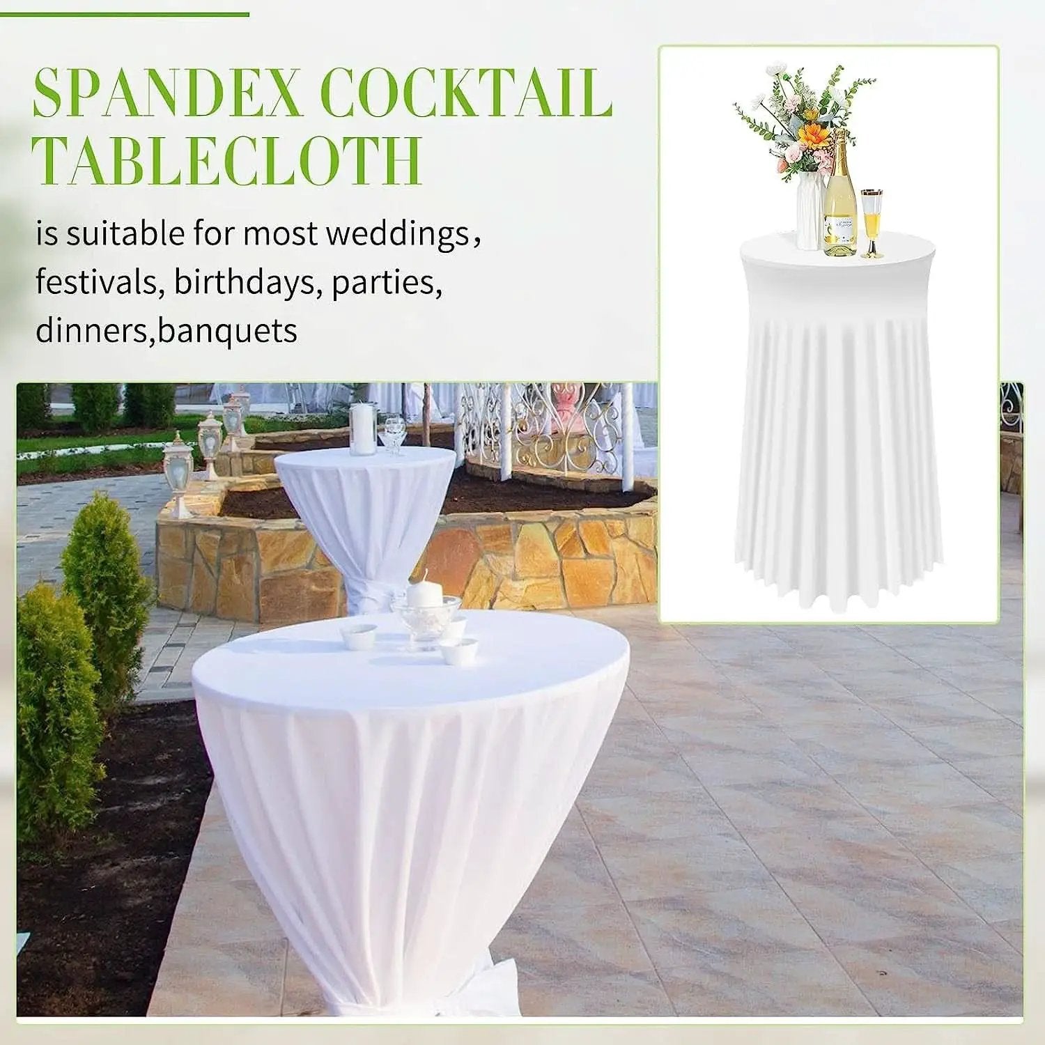 White Spandex Cocktail Tablecloths 32 Inch Round Pack Of 4 from PriceLows™