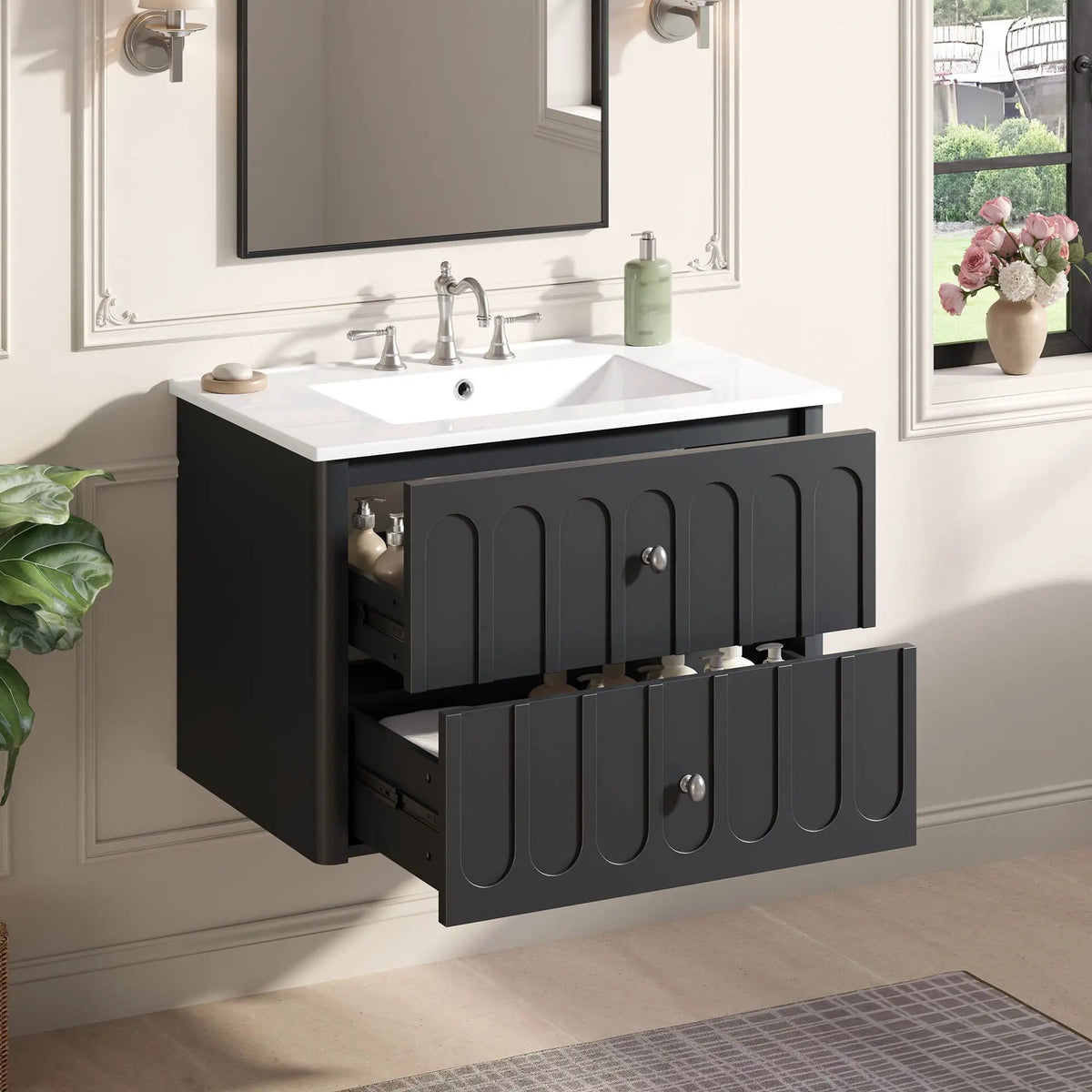 Floating Bathroom Vanity | Soft Close Drawers | Round Edge Basin