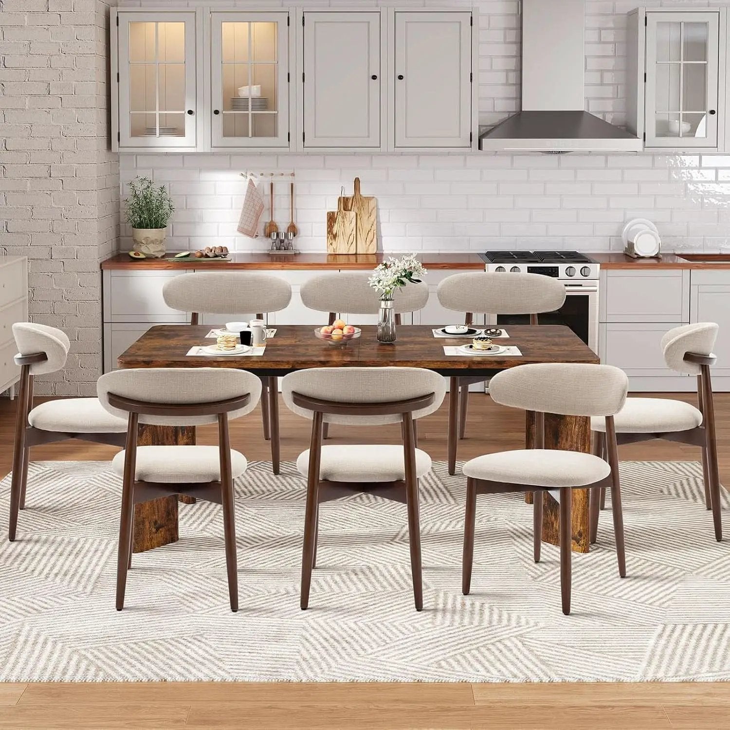 63Inch Industrial Dining Table Set With UpholsteredChairs from PriceLows™